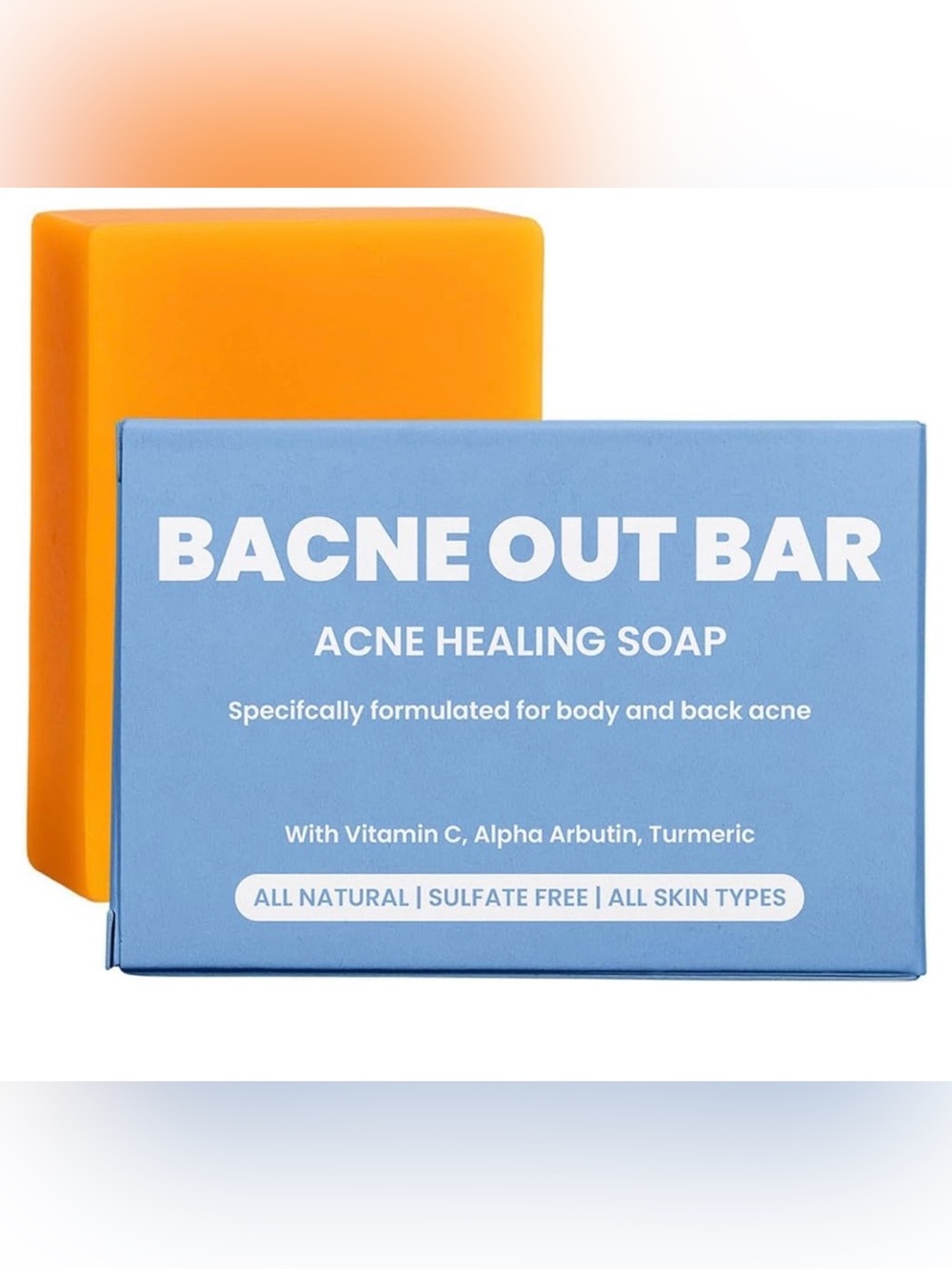Bacne Out Bar Acne Healing Soap - Orange Bar with Blue Box